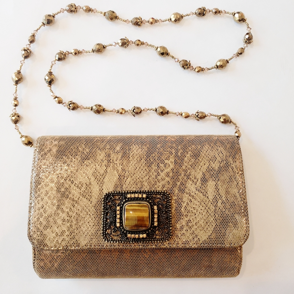 Todd Anthony designer gold embossed leather bag